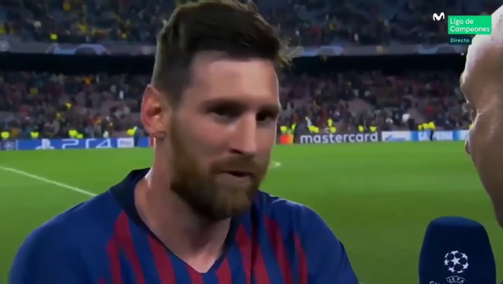 Entrevista a Messi tras la victoria de Barcelona en la ida ante Liverpool - Fuente: Movistar Liga de