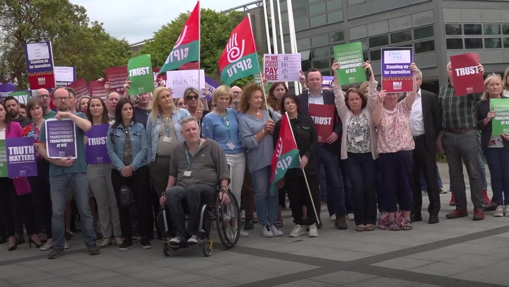 RTE staff protest outside HQ over undisclosed €345,000 paid to star presenter Ryan Tubridy