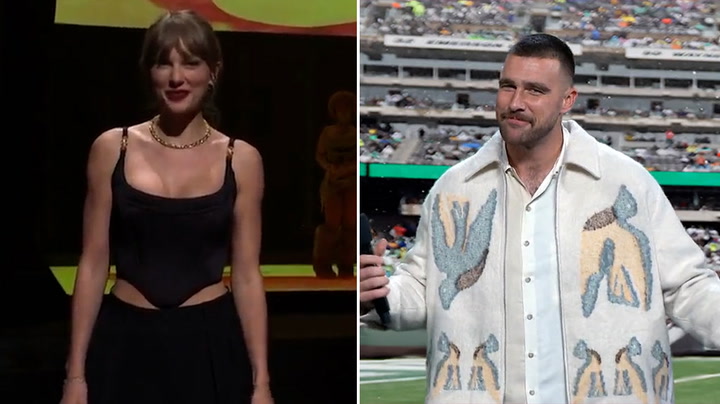 Taylor Swift and boyfriend Travis Kelce make cameo appearances on SNL