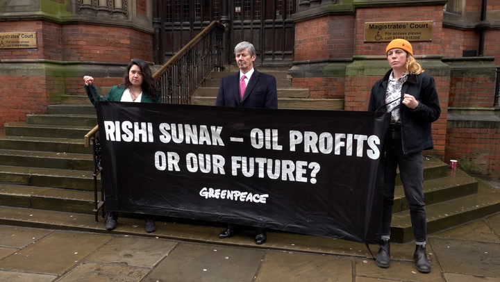 Greenpeace activists in court after scaling Sunak's home send message to prime minister