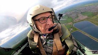 Thrill-seeking 86-year-old marks birthday by flying in Spitfire