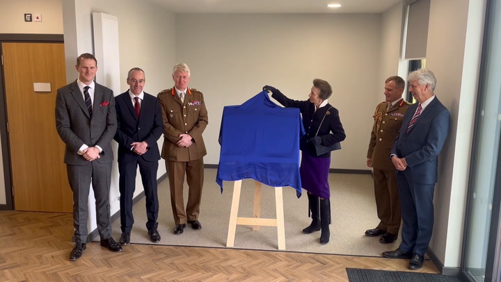 Anne, Princess Royal unveils  plaque at new officers' flats in Innsworth