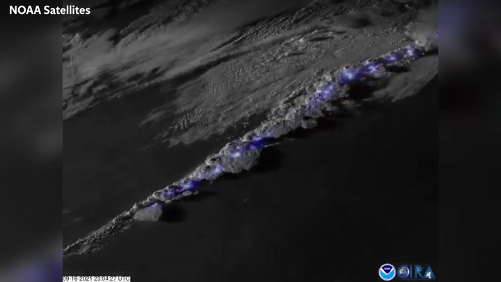 Satellite captures large amount of lightning erupting across North America