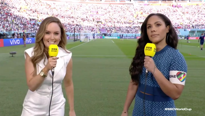 BBC's Alex Scott wears OneLove armband during World Cup coverage