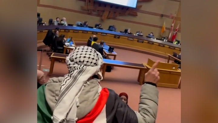 Pro-Palestine students protest at Canada school board meeting forcing trustees to walk out