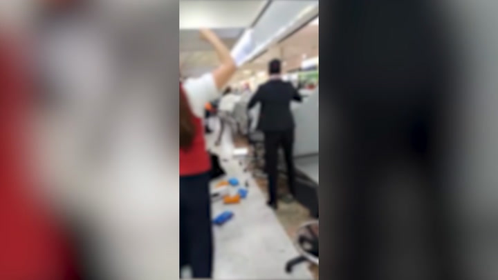 Woman filmed attacking airport check-in staff after arriving late for ...
