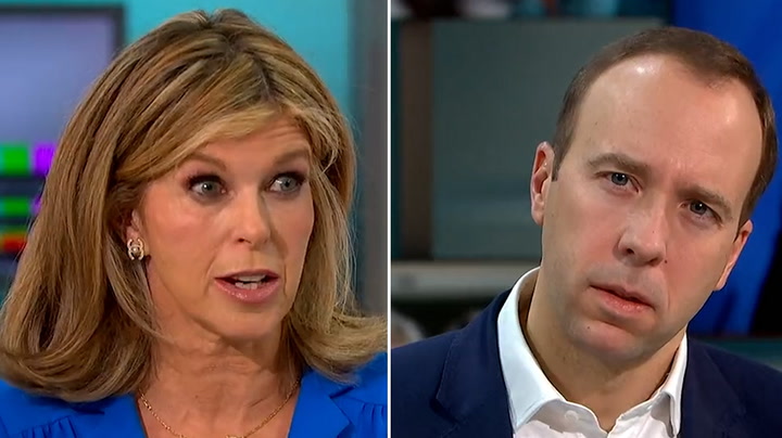 Kate Garraway fights back tears as she confronts Matt Hancock over flouting lockdown rules