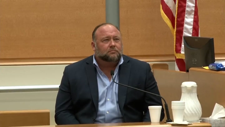 Alex Jones unleashes rant as Sandy Hook lawyer points out victims’ families in court