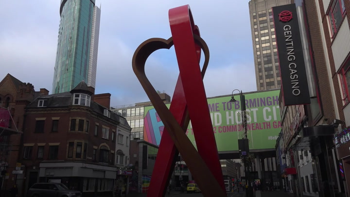 Intertwined hearts sculpture unveiled as HIV and Aids monument in Birmingham