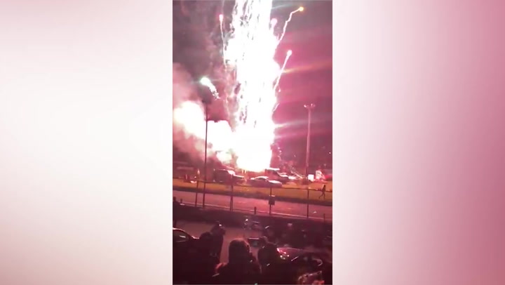 Truck full of fireworks explodes in front of terrified Bonfire Night crowd