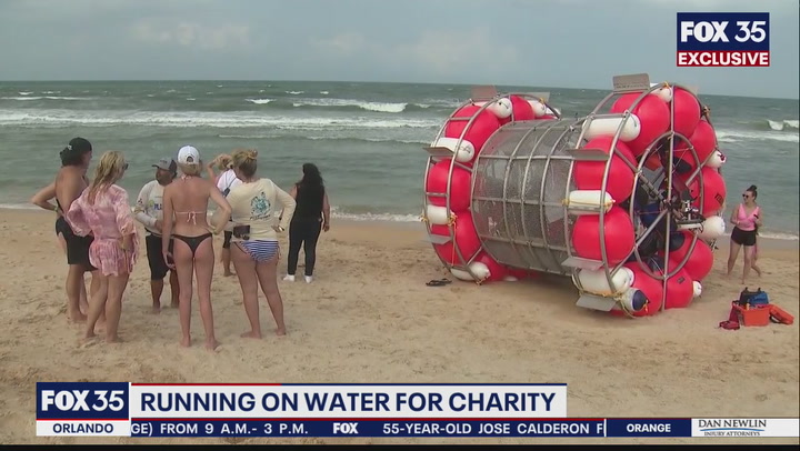 Man running on water inside floating 'bubble' washes up on Florida beach