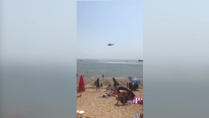 Helicopter searches the sea after swimmer goes missing in Clacton