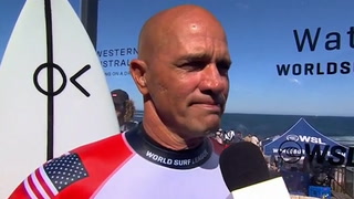 Surf legend Kelly Slater chokes back tears as he marks ends of career