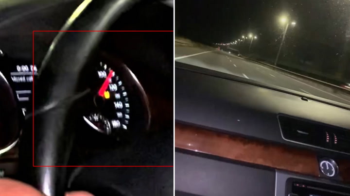 Footage shows banned driver speeding at over 100mph moments before killing two women