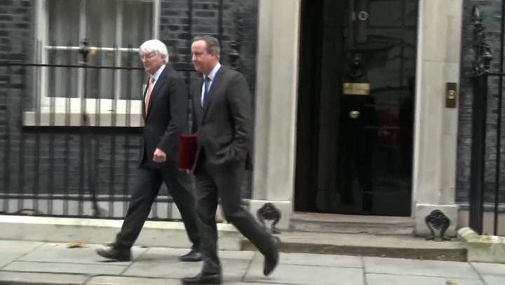 David Cameron leaves Downing Street after Rishi Sunak's new cabinet hold meeting
