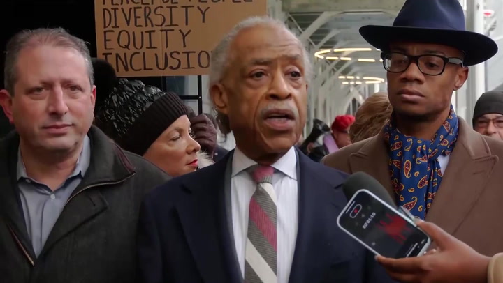 Rev. Al Sharpton leads protest against Bill Ackman after Claudine Gay resigns as Harvard president