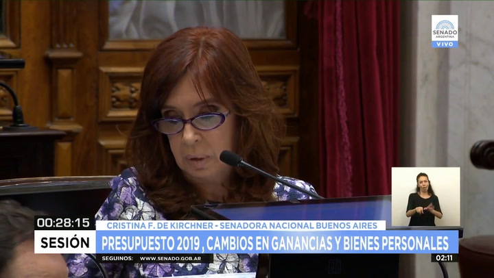 Cristina Fernández de Kirchner: 'Estamos yendo por el peor camino' - Fuente: Senado Argentina