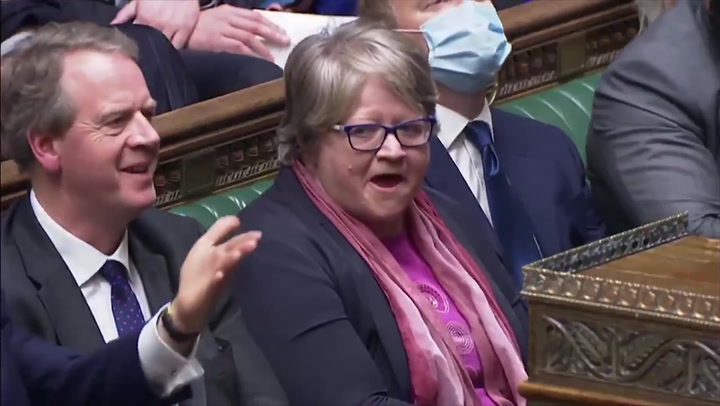 Jacob Rees-Mogg and Therese Coffey unmasked on Tory frontbench during Budget