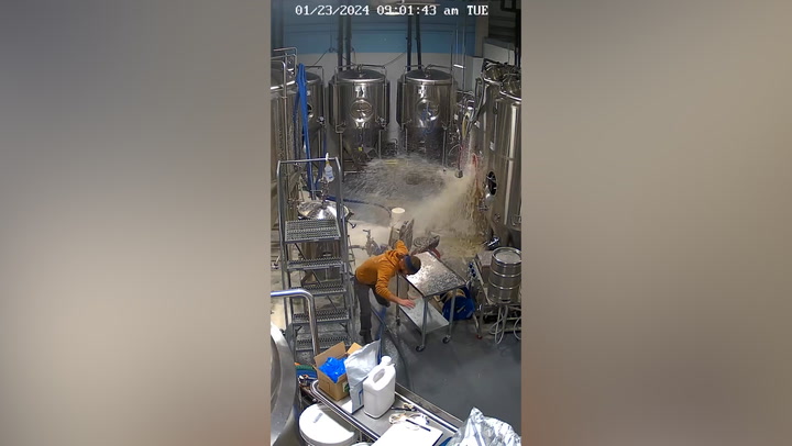 Beer tank explosion sends man flying across room