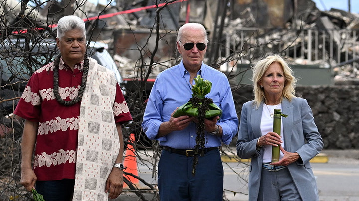 Biden visits Maui to survey destruction from devastating wildfires: 'We mourn with you'