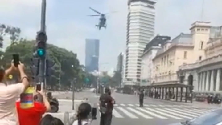 Retiro: así aterrizó el helicóptero para trasladar a la policía Maribel Salazar
