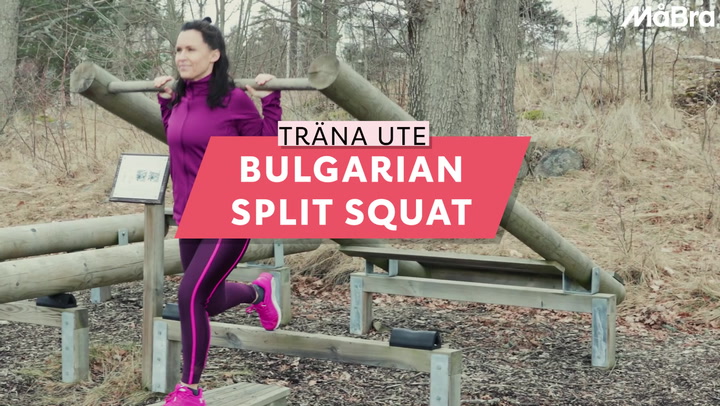 Se när PT:n Sandra Hiort gör bulgarian split squat i utegymmet