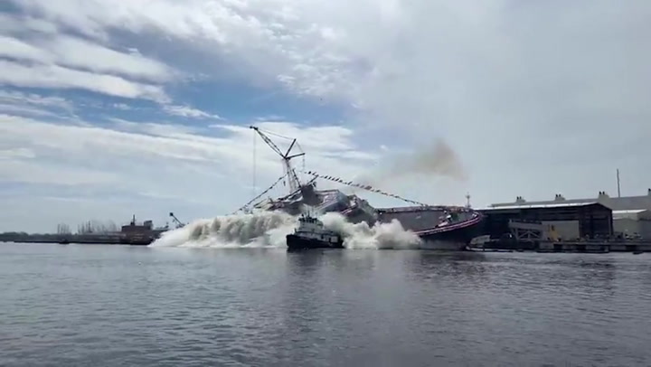 US warship collides with tugboat in disastrous launch