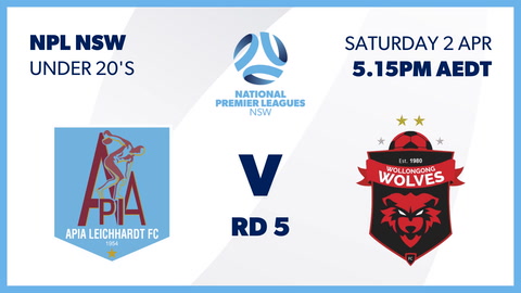 2 April - NPL NSW Mens U20 - Round 5 - APIA Leichhardt FC v Wollongong Wolves FC