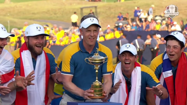 Europe lift 2023 Ryder Cup trophy