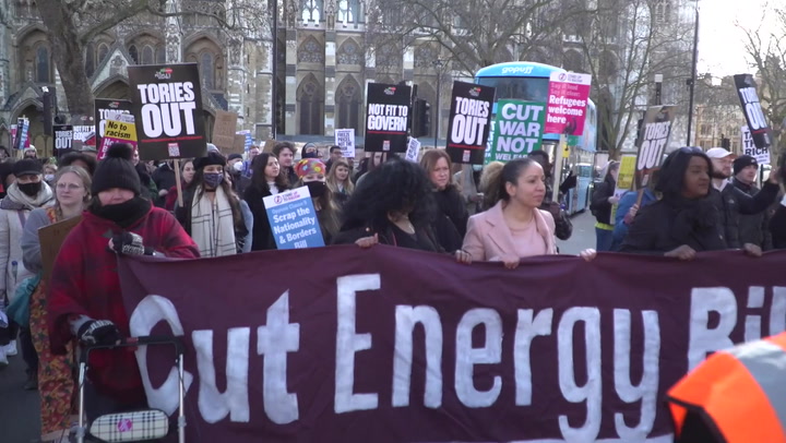 Crowds chant 'Tories out' at London protest against cost of living crisis