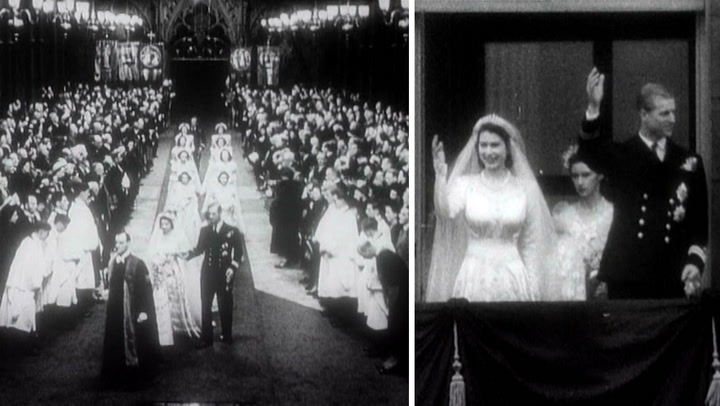 Här gifter sig Elizabeth och Philip 1947 – se historiska filmen!