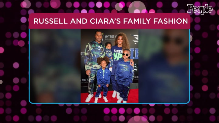 Ciara and kids kitted out in team gear as they root for Russell