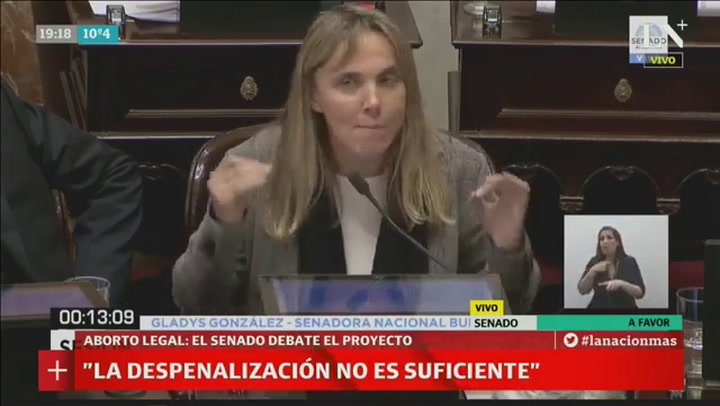 La exposición de Gladys González en el Senado