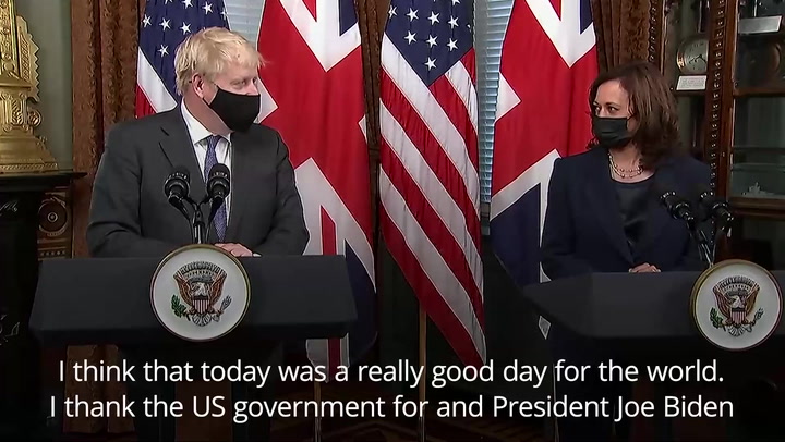 Boris Johnson Praises Us Government&#039;s Climate Change Effort During Meeting With Kamala Harris Original Video M200589