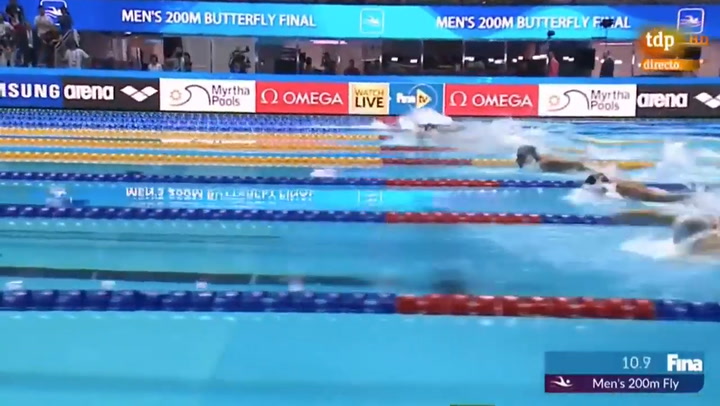 El húngaro Kristof Milak batió el récord mundial de Phelps en 200 metros mariposa - Fuente: TDP HD