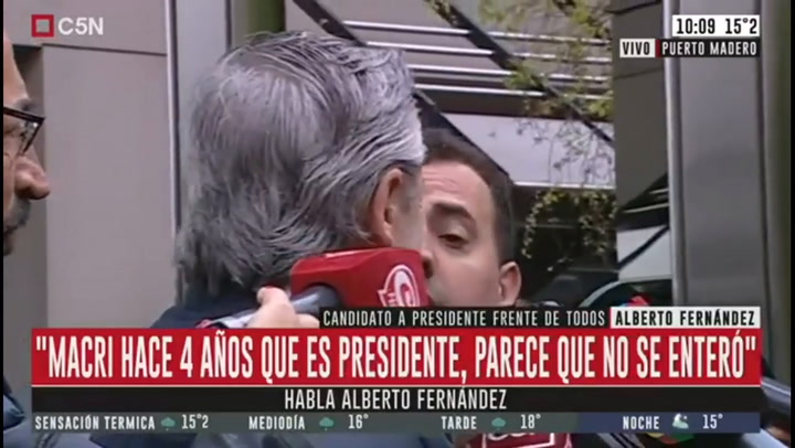 Alberto Fernández mandó a un periodista 'a trabajar' - Gentileza: C5N