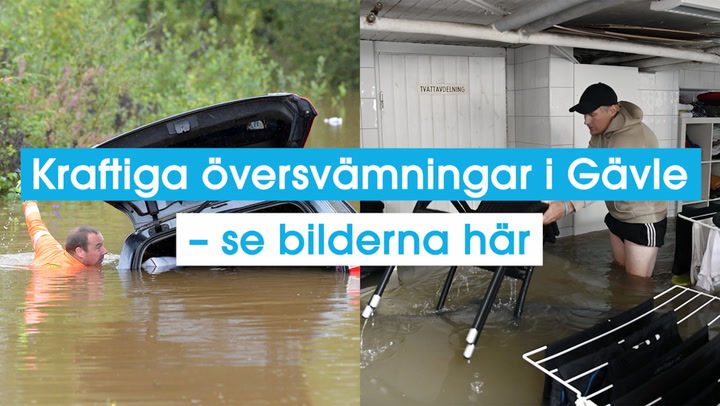 Kraftiga översvämningar i Gävle – se bilderna här