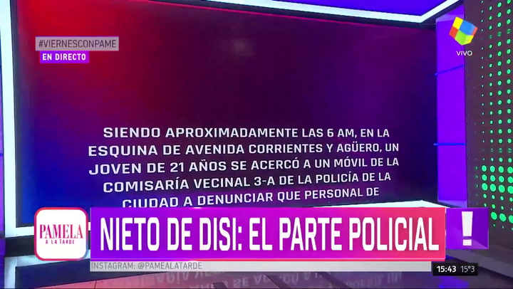 El parte policial de la detención del nieto de Emilio Disi - Fuente: América TV vía Twitter