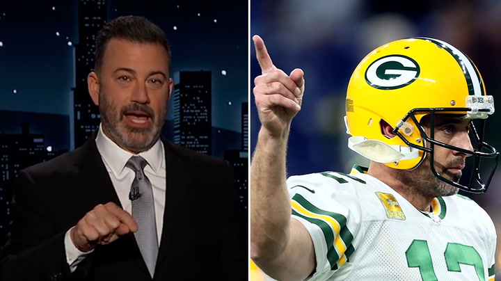 Jimmy Kimmel delivers seven-minute roast of Aaron Rodgers over Epstein list row