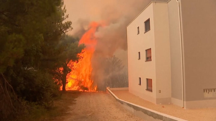 Wildfires engulf Dalmatian coast in Croatia during record heatwave