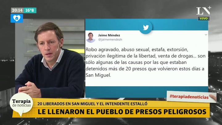 El intendente de San Miguel habló de su tweet sobre las excarcelaciones: 'Fue un acto de impotencia'