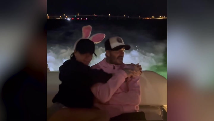 David and Victoria Beckham celebrate Easter on speedboat in Miami