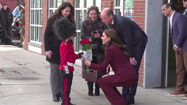 William and Kate meet young fan dressed as Royal Guard