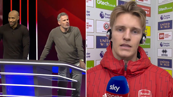 Jamie Carragher teases Martin Odegaard about Arsenal photographer after 6-0 win