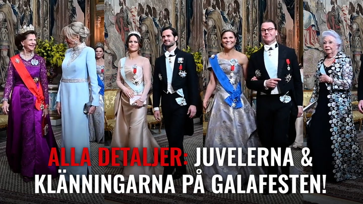 Alla detaljer: Det bar Silvia, Victoria, Sofia &amp; Christina på kungens galaparty för Macron