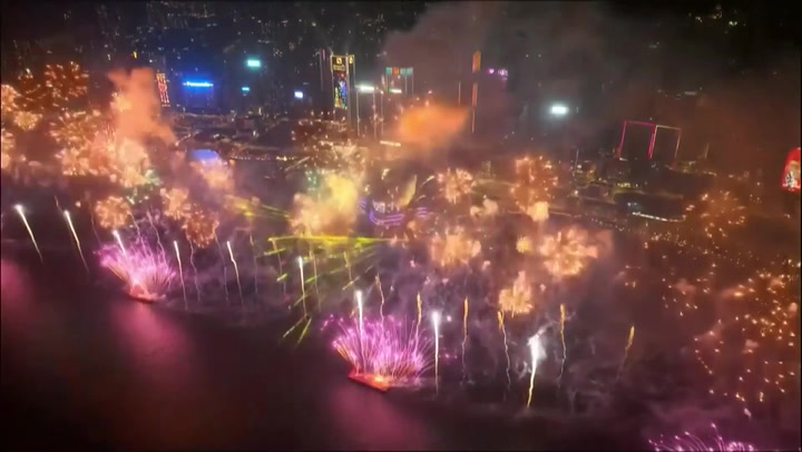 Hong Kong welcomes New Year with city's largest ever firework display