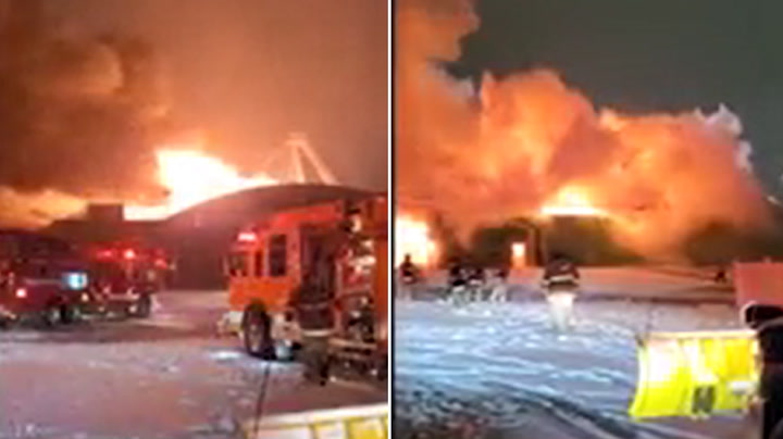 Huge fire engulfs Philadelphia ice rink as crews battle snow to tackle blaze