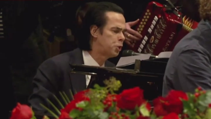 Nick Cave sings ‘Rainy Night in Soho’ at Shane MacGowan’s funeral