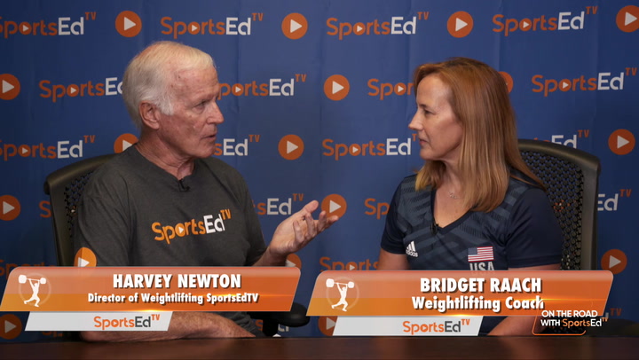 Harvey Newton talks with Bridget Raach, weightlifting coach