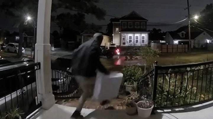 'Porch pirate' pulls up and steals package moments after UPS truck drives away